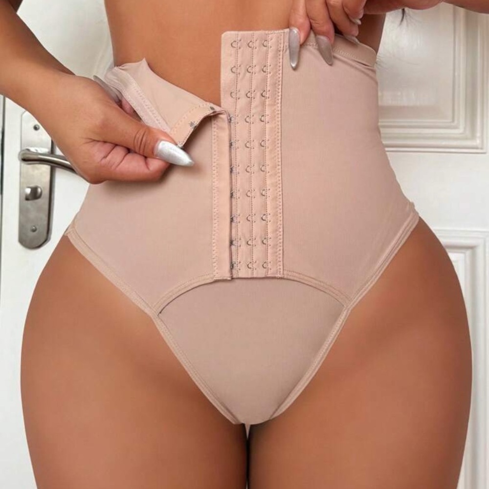 Tan High-Waisted Shapewear Bodysuit with Adjustable Fit